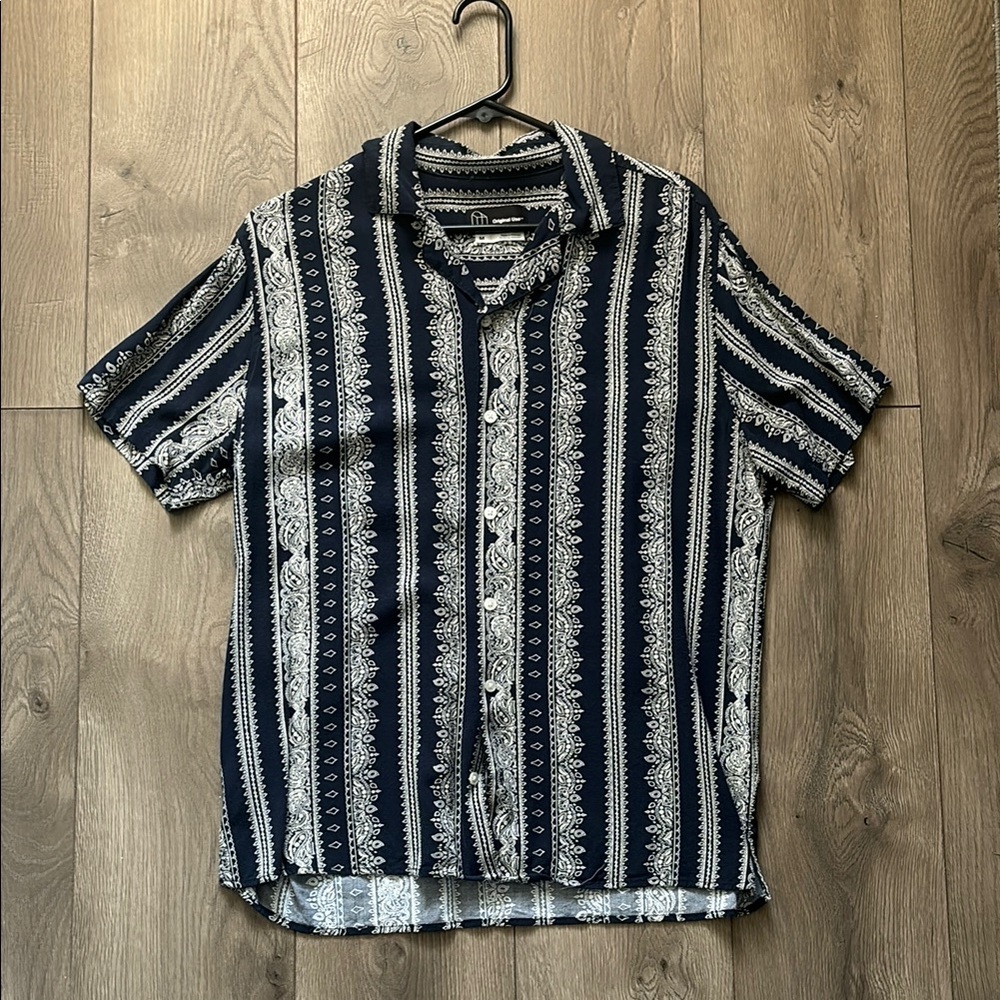 Original Use Blue and White Casual Button Down Shirt